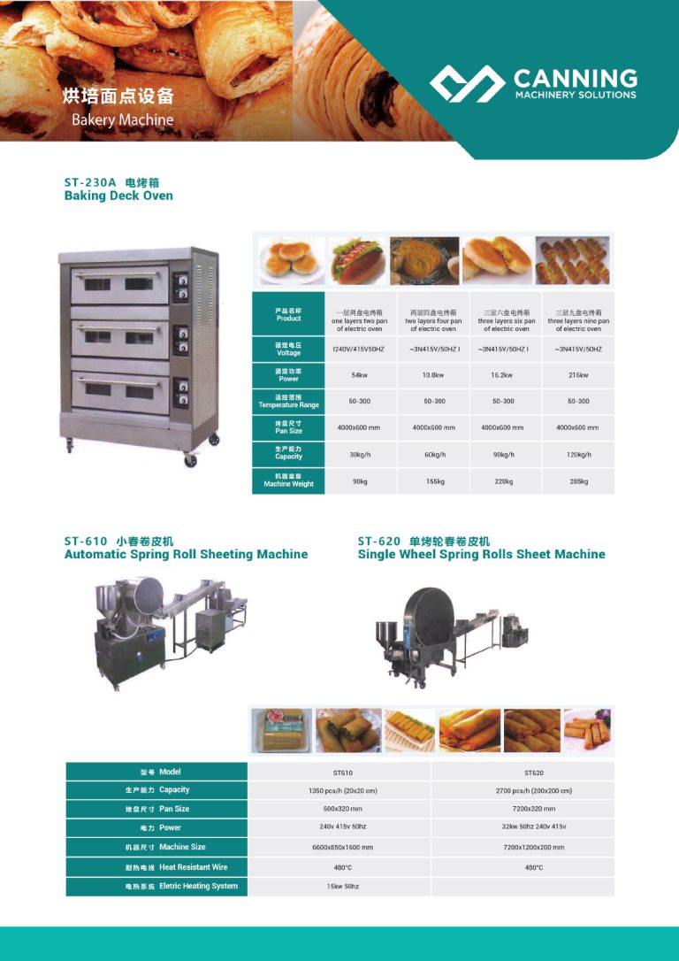 Baking Deck Oven and Spring Roll Sheeting Machine